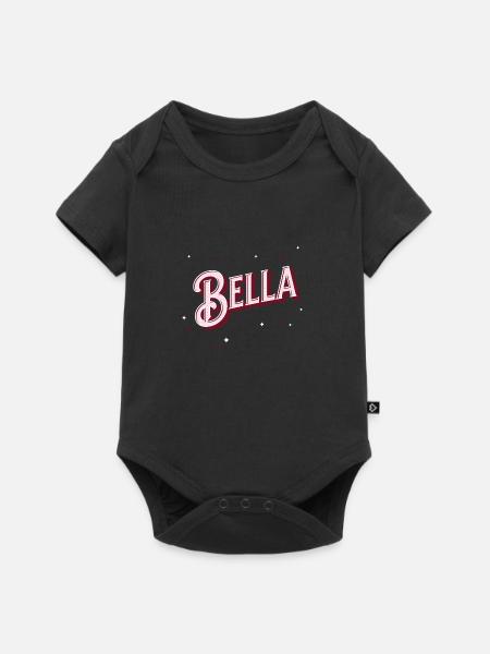Bella Namen personalisiert - Baby Premium Kurzarmbody - Schwarz