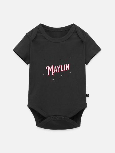 Maylin Namen personalisiert - Baby Premium Kurzarmbody - Schwarz