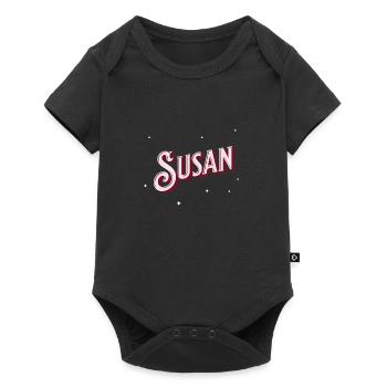 Susan Namen personalisiert - Baby Premium Kurzarmbody - Schwarz - Vorne