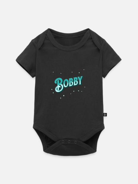 Bobby Namen personalisiert - Baby Premium Kurzarmbody - Schwarz