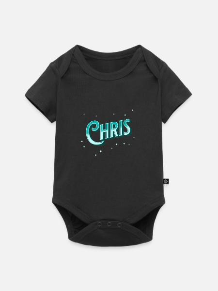 Chris Namen personalisiert - Baby Premium Kurzarmbody - Schwarz