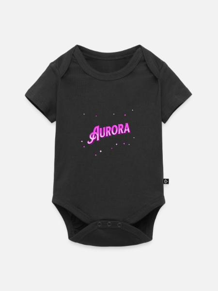Aurora Namen personalisiert - Baby Premium Kurzarmbody - Schwarz