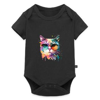 Cool Little Gamer Cat pour les amoureux des chats colorés - Body à manches courtes Premium Bébé - noir - Devant