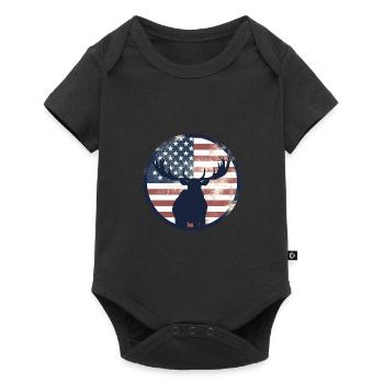 American Flag Moose - Baby Premium short-sleeve bodysuit - black - Front