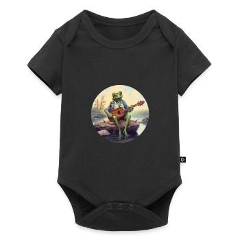 Frog joue du banjo - Body à manches courtes Premium Bébé - noir - Devant