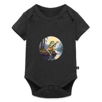Frog joue du banjo - Body à manches courtes Premium Bébé - noir - Devant