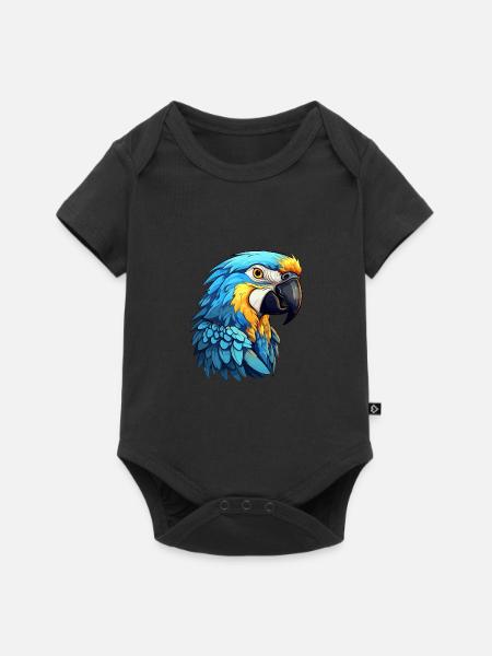 Blau-Gold Ara - Baby Premium Kurzarmbody - Schwarz