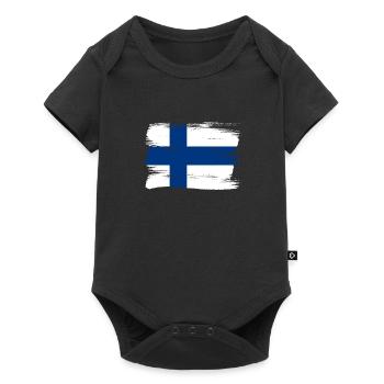 Finnland Flagge Suomi Finnische Fahne Used Look - Baby Premium Kurzarmbody - Schwarz - Vorne