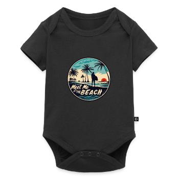 Meet Me At The Beach Surfer Girl Spruch Zitat - Baby Premium Kurzarmbody - Schwarz - Vorne