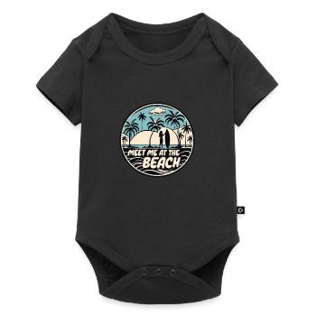 Meet Me At The Beach Surfer Spruch Zitat - Baby Premium Kurzarmbody - Schwarz - Vorne