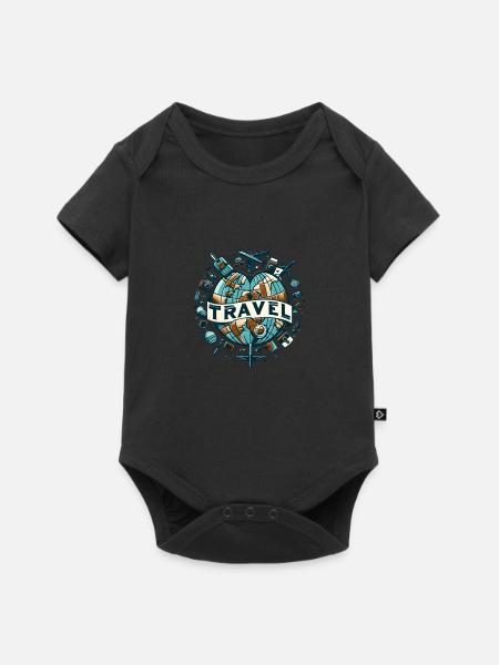 Weltreise-Abenteuer und Entdeckungen - Baby Premium Kurzarmbody - Schwarz