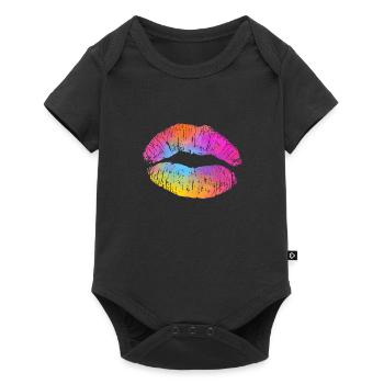 Watercolor Lip - Baby Premium short-sleeve bodysuit - black - Front