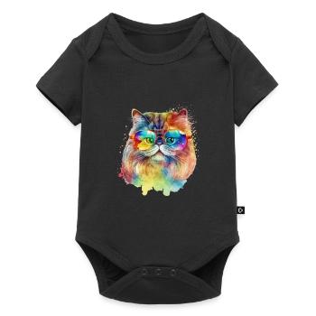 Chat persan coloré cool avec des lunettes de soleil chat - Body à manches courtes Premium Bébé - noir - Devant
