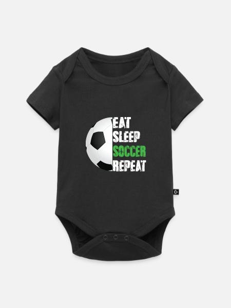 Eat Sleep Soccer Repeat - Baby Premium Kurzarmbody - Schwarz