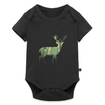 Hirsch - Baby Premium Kurzarmbody - Schwarz - Vorne