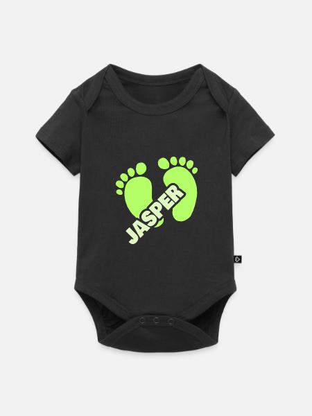 Fußabdruck Jasper - Baby Premium Kurzarmbody - Schwarz