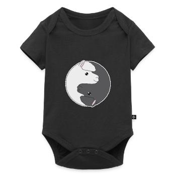 Süßes Lama Yin Yang Yoga Alpaka Geschenk - Baby Premium Kurzarmbody - Schwarz - Vorne