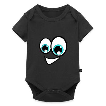 Yeux de dessin animé de visage - Body à manches courtes Premium Bébé - noir - Devant
