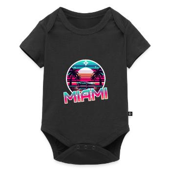 Miami Retro Wave 80er Jahre Vintage Design - Baby Premium Kurzarmbody - Schwarz - Vorne
