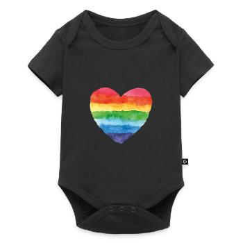 pride coloré arc-en-ciel csd gay amour coeur mariage love - Body à manches courtes Premium Bébé - noir - Devant