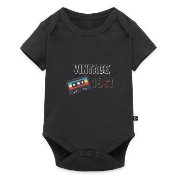 1961 Retro cassette gift 61 years birthday - Baby Premium short-sleeve bodysuit - black - Front