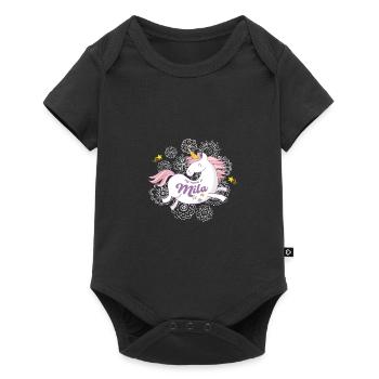 Prénom Cadeau de la licorne Mila - Body à manches courtes Premium Bébé - noir - Devant