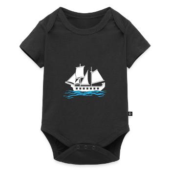 Boot - Baby Premium Kurzarmbody - Schwarz - Vorne