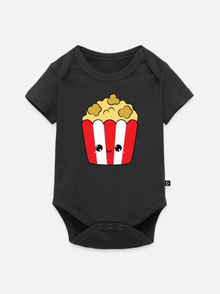 cute smiling popcorn, süß lächelndes popcorn - Baby Premium Kurzarmbody - Schwarz