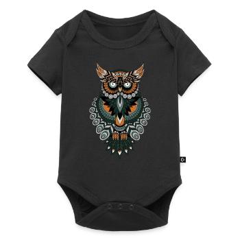 Eule - Baby Premium Kurzarmbody - Schwarz - Vorne