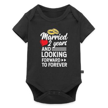 Deuxième anniversaire de mariage Marié 2 ans - Body à manches courtes Premium Bébé - noir - Devant