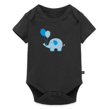 Sweet Funny Baby Elephant with Balloons - Baby Premium Kurzarmbody - Schwarz - Vorne