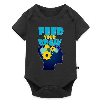 Feed your brain - füttere Dein Gehirn - Baby Premium short-sleeve bodysuit - black - Front