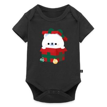 Polar Bear Christmas Present - Baby Premium short-sleeve bodysuit - black - Front