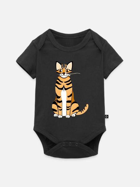 Bengalkatze - Baby Premium Kurzarmbody - Schwarz