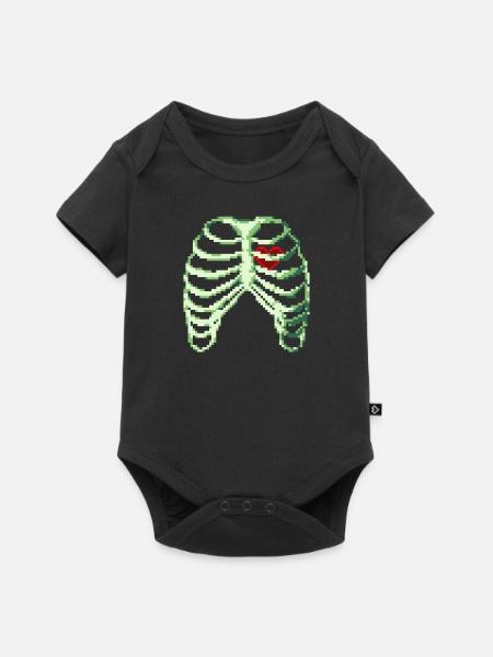 8bit Heart - Baby Premium Kurzarmbody - Schwarz