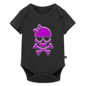 Crâne de dame rose | Crâne crâne - Body à manches courtes Premium Bébé - noir - Devant