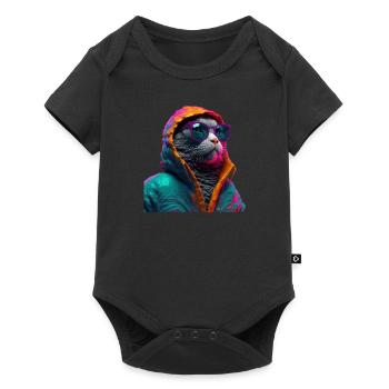 Cat with Sunglasses Colorful Cool Cat - Baby Premium short-sleeve bodysuit - black - Front