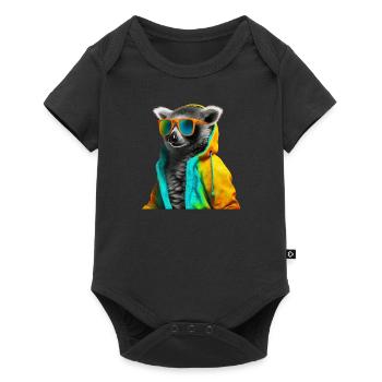 Lemur with Sunglasses Colorful Cool Ring-tailed lemur forest animal - Baby Premium short-sleeve bodysuit - black - Front