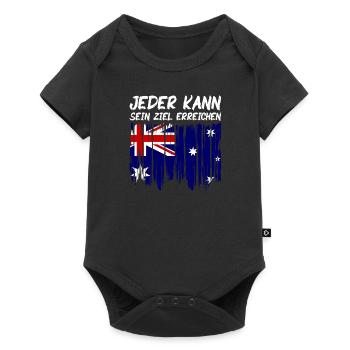 Australien Flagge Down Under Australische Fahne - Baby Premium Kurzarmbody - Schwarz - Vorne