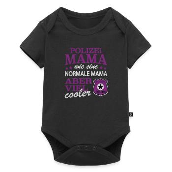 Polizei Mama Mum Mutter Police Cop - Baby Premium Kurzarmbody - Schwarz - Vorne