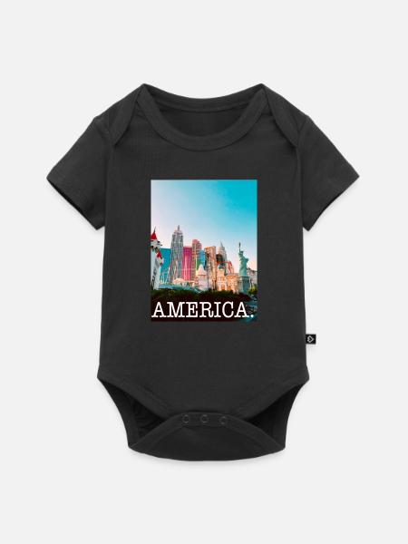 AMERICA - Baby Premium Kurzarmbody - Schwarz