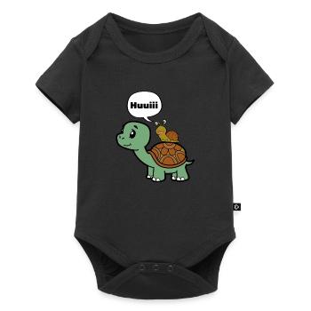 Escargot drôle sur la tortue - Body à manches courtes Premium Bébé - noir - Devant