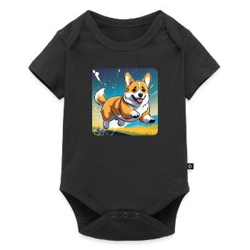 Mignon chien gallois Corgi - Body à manches courtes Premium Bébé - noir - Devant