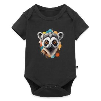 Lémurien coloré frais madagascar - Body à manches courtes Premium Bébé - noir - Devant