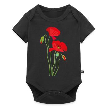 Poppy - flower design - Baby Premium short-sleeve bodysuit - black - Front