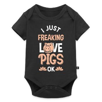 Pig Pig Pigs Domestic pig - Baby Premium short-sleeve bodysuit - black - Front
