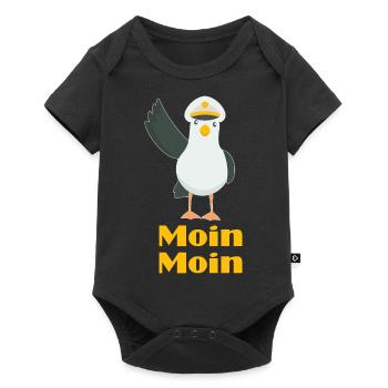 Moin Moin Möwen Kapitän - Baby Premium Kurzarmbody - Schwarz - Vorne