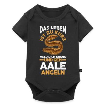 Angeln Angler Aal - Baby Premium Kurzarmbody - Schwarz - Vorne