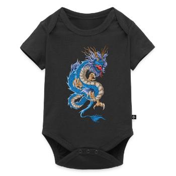 Dragon bleu asiatique - Body à manches courtes Premium Bébé - noir - Devant