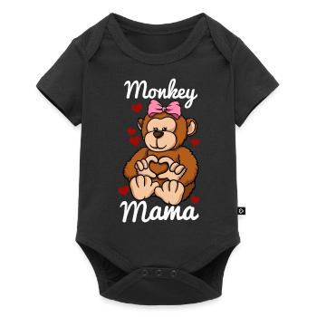 Monkey Mama Heart Monkey Love Monkey Mom - Baby Premium short-sleeve bodysuit - black - Front
